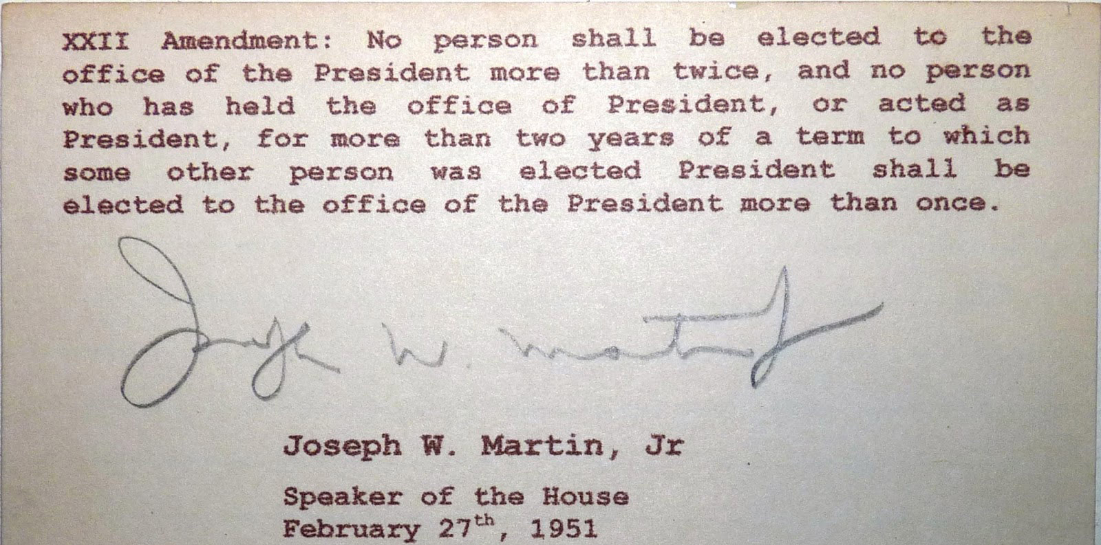 Key Votes: 22nd Amendment